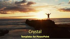  Presentation with summer sun - Slide deck consisting of human-with-raised-hands-looks background and a wine colored foreground