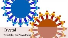  Presentation with vector - Colorful slides enhanced with gear and working together backdrop and a lemonade colored foreground