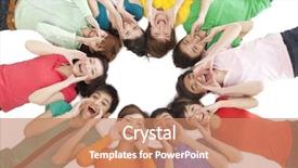  Presentation with big group people - Cool new theme with humanbody 18 - group of young people shouting backdrop and a coral colored foreground