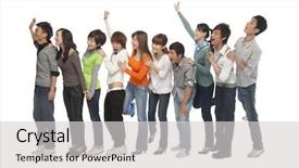  Presentation with waiting line - Colorful PPT theme enhanced with humanbody 18 - group of young people waiting backdrop and a light gray colored foreground