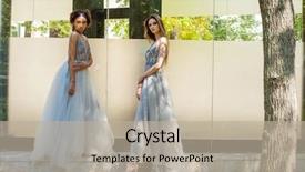  Presentation with makeup fashion model applying lipstick - Cool new presentation theme with humanbody 18 - two fashion models in long backdrop and a mint green colored foreground