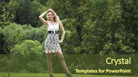  Presentation with beautiful green - PPT theme with humanbody 18 - young beautiful blonde woman background and a  colored foreground