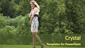  Presentation with earth science green and white - Audience pleasing slide deck consisting of humanbody 18 - young beautiful blonde woman backdrop and a  colored foreground