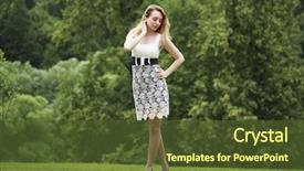  Presentation with green trees in park - Slide deck enhanced with humanbody 18 - young beautiful blonde woman background and a  colored foreground