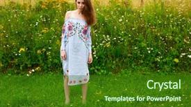  Presentation with beautiful green - Slides consisting of humanbody 18 - young beautiful brunette woman background and a forest green colored foreground