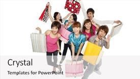  Presentation with young people diversity - Beautiful PPT theme featuring humanbody 18 - young people excited about shopping backdrop and a white colored foreground