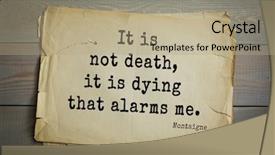  Presentation with dying - PPT layouts consisting of humanistic - top-100 french writer and philosopher background and a mint green colored foreground