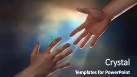  Presentation with humanitarian - Beautiful presentation theme featuring humanitarian aid - two male hands one reaching backdrop and a tawny brown colored foreground