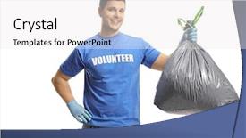  Presentation with humanitarian - PPT theme having humanitarian aid - young male volunteer holding background and a white colored foreground