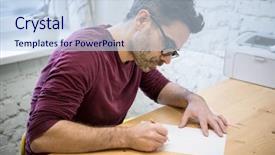  Presentation with drawing on wood - Beautiful presentation theme featuring humanities art - young designer drawing the sketch backdrop and a sky blue colored foreground