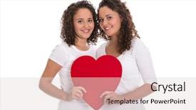  Presentation with humanity - Cool new presentation theme with friendship concept isolated real twins backdrop and a lemonade colored foreground