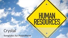  Presentation with human development - PPT theme having humans resources sign with sky background and a light blue colored foreground
