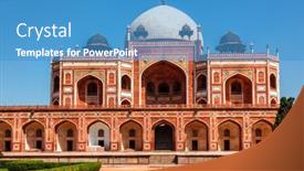  Presentation with tourist - Colorful presentation theme enhanced with humayun-s-tomb-famous-tourist backdrop and a teal colored foreground