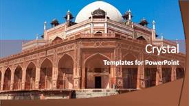  Presentation with world heritage - Presentation enhanced with humayun's tomb delhi india background and a  colored foreground