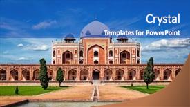  Presentation with world heritage - Beautiful presentation theme featuring humayun's tomb delhi india backdrop and a teal colored foreground