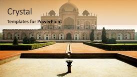  Presentation with india fort - Colorful slide deck enhanced with humayun's tomb delhi india backdrop and a coral colored foreground