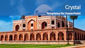  Presentation with india - Slide set consisting of humayun's tomb delhi india background and a teal colored foreground