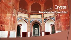  Presentation with india fort - Presentation theme with humayun's tomb delhi india background and a tawny brown colored foreground