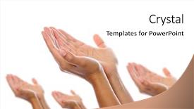  Presentation with seeking - Amazing slide deck having humble - pairs of hands placed together backdrop and a white colored foreground