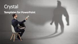  Presentation with initial public offering - Colorful slides enhanced with humble businessman staying and offering backdrop and a gray colored foreground