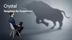  Presentation with initial public offering - Slide deck with humble businessman staying and offering background and a gray colored foreground