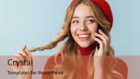  Presentation with blue and red - Amazing PPT layouts having humble girl 20s wearing red backdrop and a red colored foreground