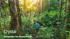  Presentation with virgin islands - Slide deck consisting of humid - woman trekking in the virgin background and a tawny brown colored foreground