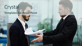  Presentation with humiliation - Slide set consisting of humiliation - boss critisizing one of his background and a sky blue colored foreground