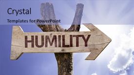  Presentation with wooden - Audience pleasing PPT layouts consisting of humility wooden sign backdrop and a light blue colored foreground