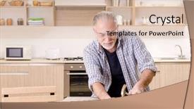  Presentation with contractor - Cool new slide set with humman - aged contractor repairman working backdrop and a lemonade colored foreground