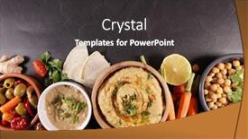  Presentation with lebanese food - Slide deck enhanced with hummus-dipping-sauce-and-vegetable background and a dark gray colored foreground