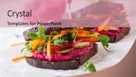  Presentation with gluten free - PPT theme enhanced with hummus raw vegetables and sprout background and a coral colored foreground