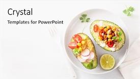  Presentation with boats - Colorful theme enhanced with hummus tomatoes radish roasted chickpea backdrop and a white colored foreground