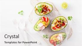  Presentation with chickpea - Slides enhanced with hummus tomatoes radish roasted chickpea background and a light gray colored foreground