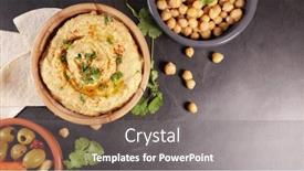  Presentation with bread - Cool new theme with hummus-with-olives-and-pita backdrop and a gray colored foreground