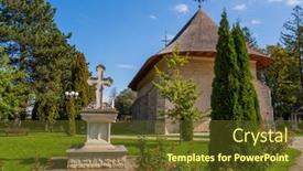  Presentation with monastery - Presentation design with humor-monastery-suceava-county-moldavia background and a tawny brown colored foreground