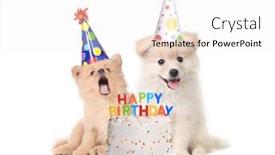  Presentation with happy birthday cake - Presentation theme with humorous-puppies-singing-happy-birthday background and a white colored foreground