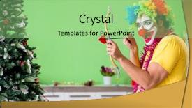  Presentation with clown - Cool new PPT theme with humour - funny clown in christmas celebration backdrop and a mint green colored foreground