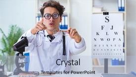  Presentation with medical eye - Audience pleasing theme consisting of humour - funny eye doctor in humourous backdrop and a light blue colored foreground