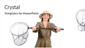  Presentation with kids in kenya safari - Slide deck featuring humour - woman wearing safari hat background and a white colored foreground