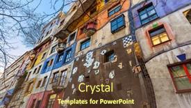  Presentation with vienna - Slide deck consisting of hundertwasser-house-in-vienna-austria background and a tawny brown colored foreground