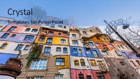  Presentation with vienna - Colorful slides enhanced with hundertwasser house in vienna austria backdrop and a light blue colored foreground