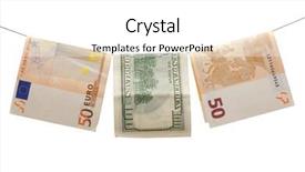  Presentation with euro - Colorful presentation design enhanced with hundred dollars between fifty euro isolated backdrop and a white colored foreground