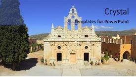  Presentation with monastery - Amazing presentation design having pays chypre - panorama of arkadi monastery crete backdrop and a  colored foreground