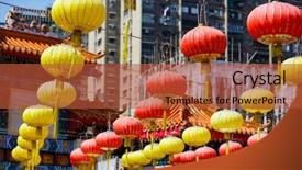  Presentation with lanterns - Audience pleasing PPT layouts consisting of hundreds of lanterns hung across the courtyard of wong tai sin temple in hong kong backdrop and a red colored foreground