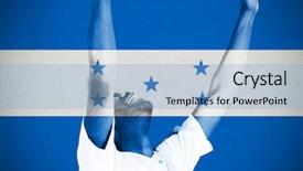  Presentation with flag football girls - PPT layouts featuring hunduras - excited handsome football fan cheering background and a  colored foreground