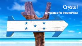  Presentation with teal beach wood - Presentation theme enhanced with hunduras - honduras flag wooden sign background and a  colored foreground