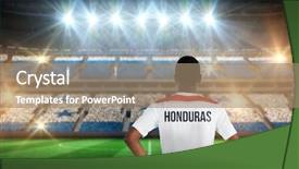  Presentation with football play diagram - Slide deck having hunduras - honduras football player holding ball background and a coral colored foreground