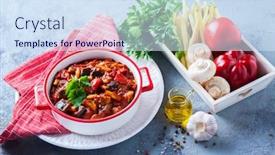  Presentation with food red - Slide set enhanced with hungarian-colourful-letcho-with-yellow background and a sky blue colored foreground