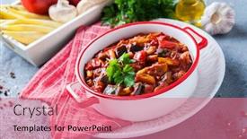  Presentation with food red - Presentation theme featuring hungarian colourful letcho with yellow background and a coral colored foreground